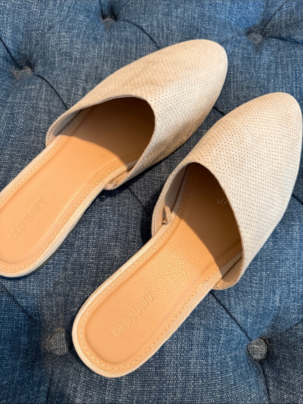 Old Navy Taupe-Perforated Slip-On Mules